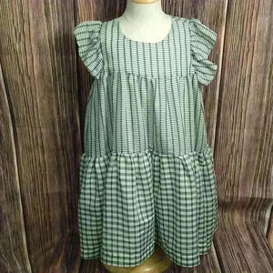 New Mayoral Green Checkered Kids Dress